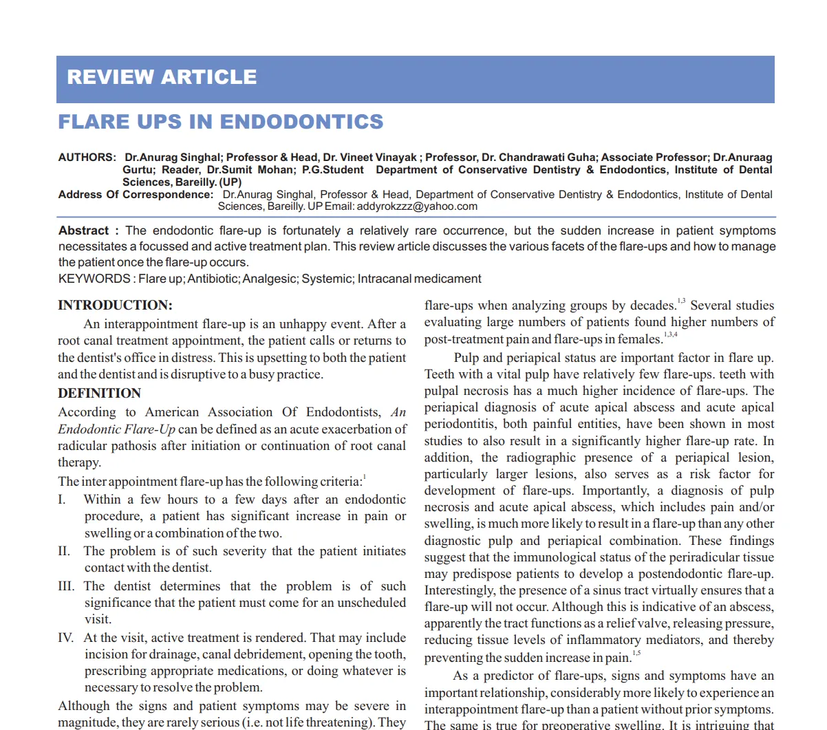 FLARE UPS IN ENDODONTICS