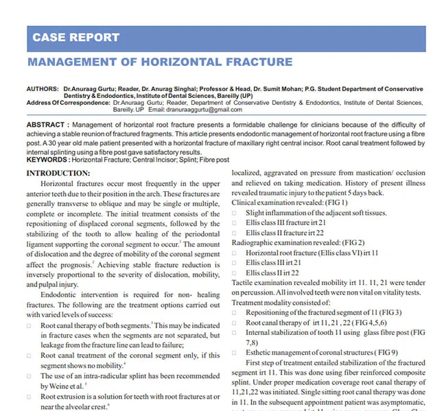 MANAGEMENT OF HORIZONTAL FRACTURE